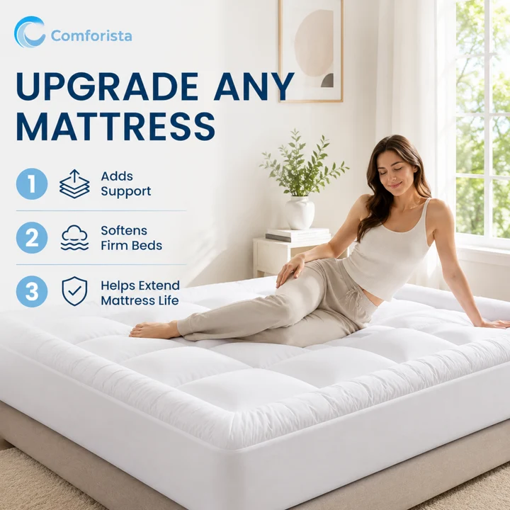 Comforista Queen Mattress Topper 4 inch - Soft Quilted - Image 3